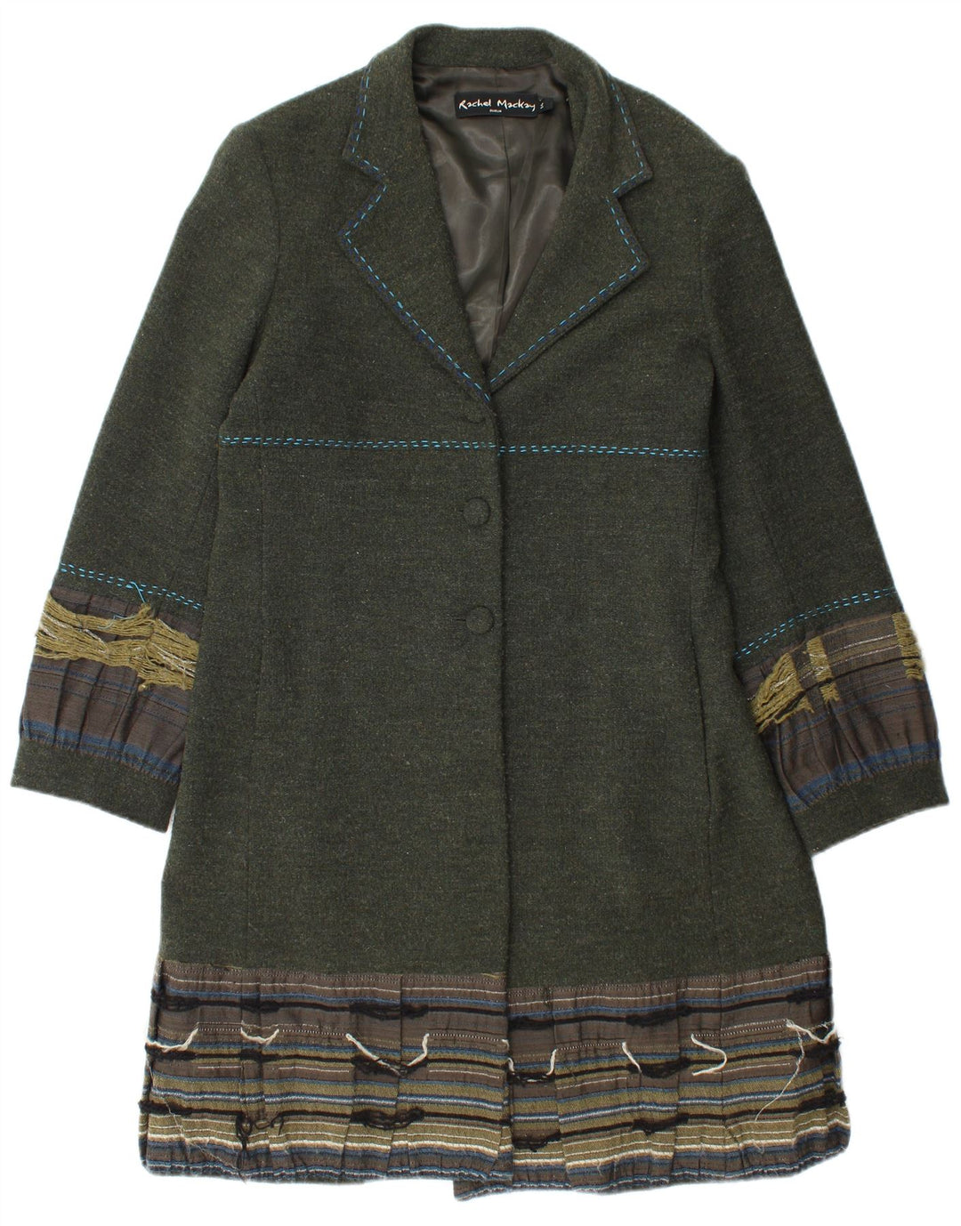 Soprabito vintage da donna UK 14 acetato a righe verdi grandi