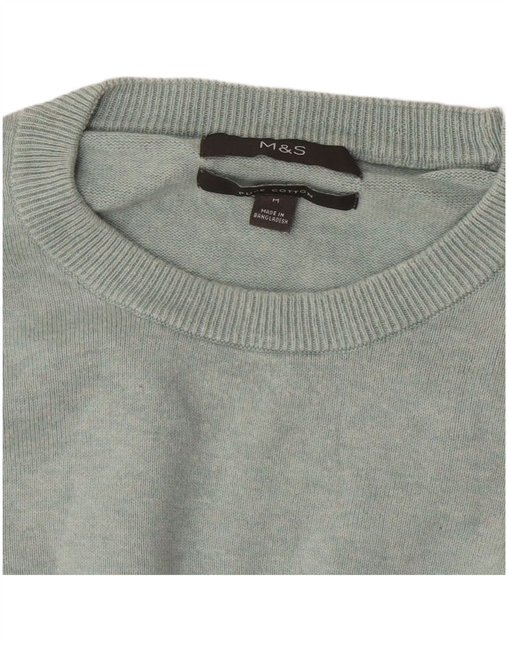 Maglione maglione girocollo da uomo Marks & Spencer in cotone verde medio