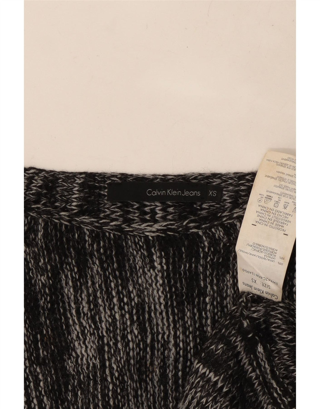 CALVIN KLEIN JEANS Maglione da donna con scollo a barca UK 6 XS Grigio chiazzato