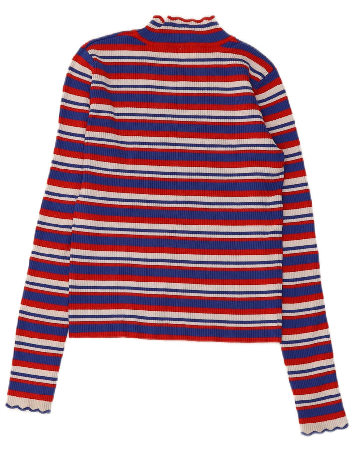 Top corto da donna Zara a maniche lunghe UK 8 piccolo in viscosa a righe multicolore