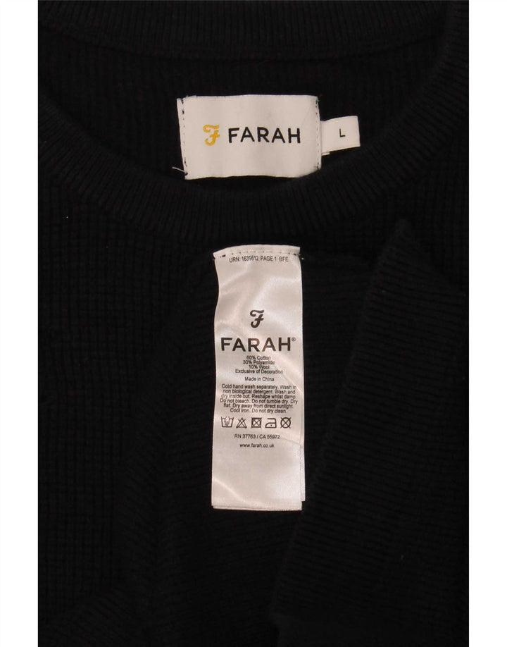 Maglione maglione girocollo da uomo Farah grande cotone nero