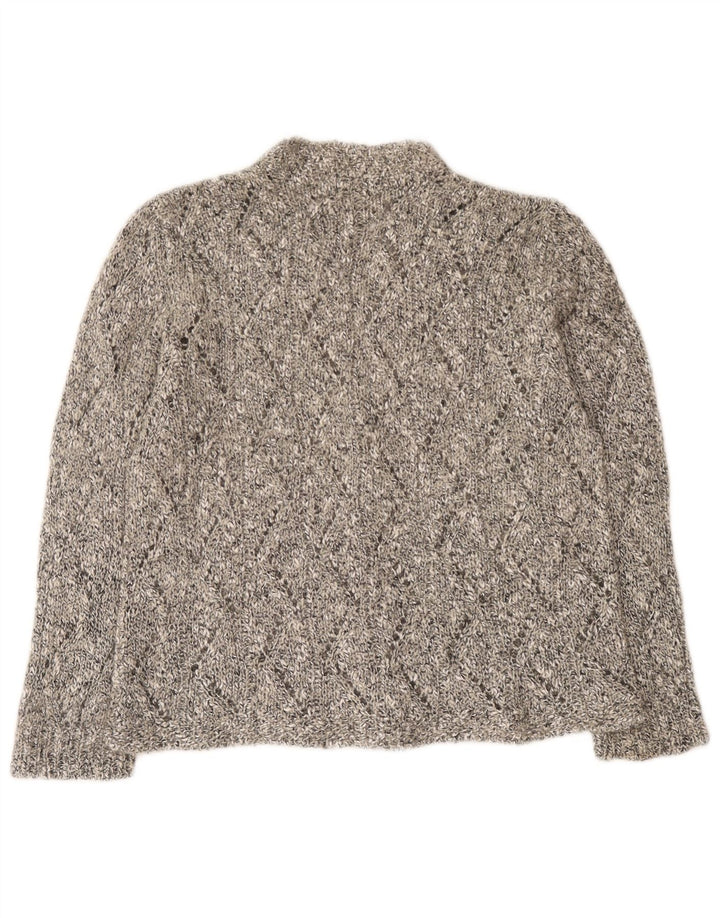 Maglione cardigan da donna vintage UK 12 grigio medio chiazzato
