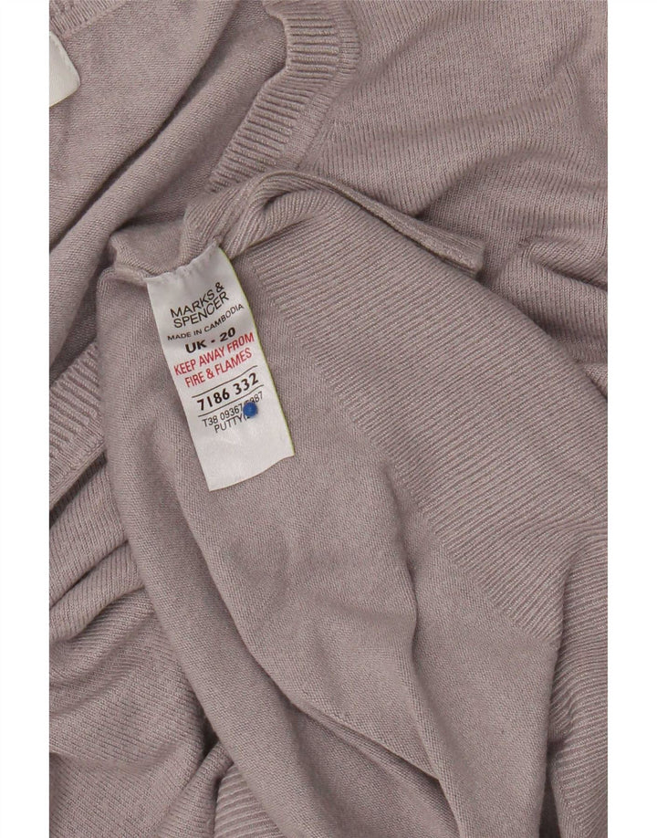 Maglione con scollo a V da donna Marks & Spencer UK 20 2XL Viscosa grigia