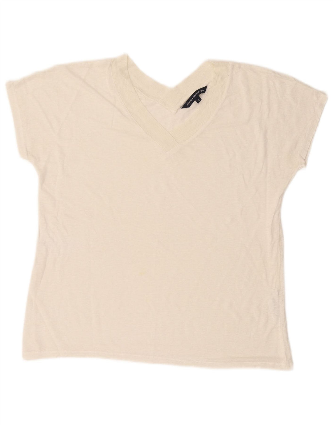 T-shirt corta da donna French Connection Top UK 10 piccolo lino bianco sporco