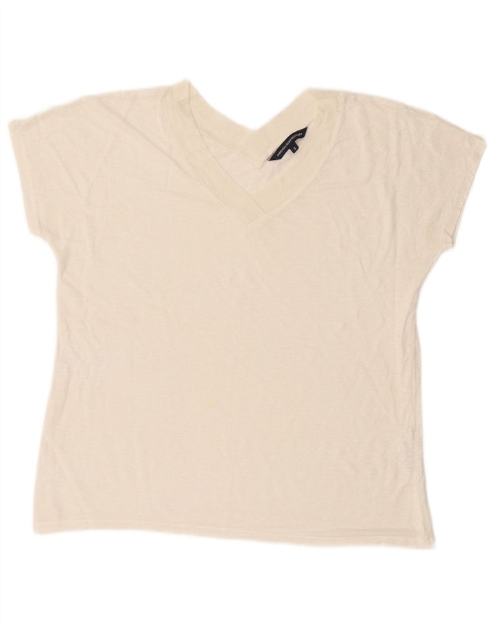 T-shirt corta da donna French Connection Top UK 10 piccolo lino bianco sporco