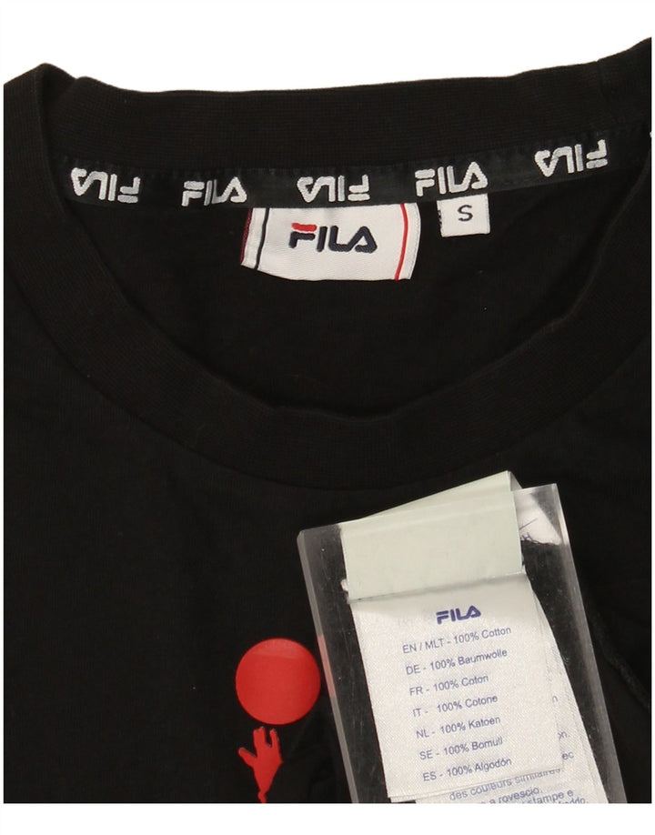 T-shirt grafica da uomo Fila Top Small in cotone nero