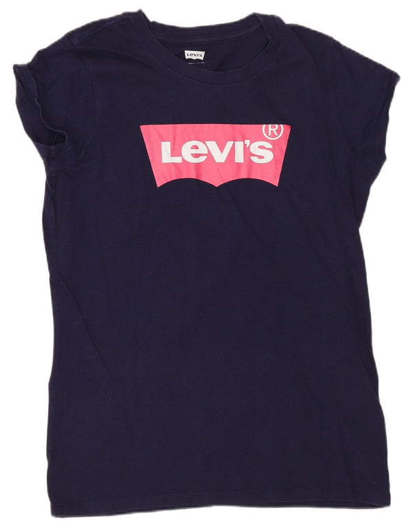 T-shirt grafica regolare per ragazze Levi's 15-16 anni Logo in cotone blu navy