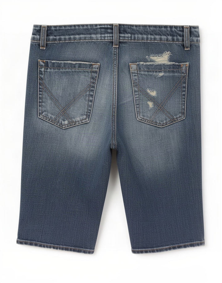 Pantaloncini di jeans invecchiati da uomo Roy Rogers medi W32 blu