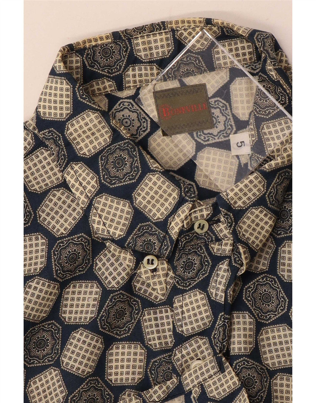 Camicia a maniche corte da uomo Boneville grande blu geometrica