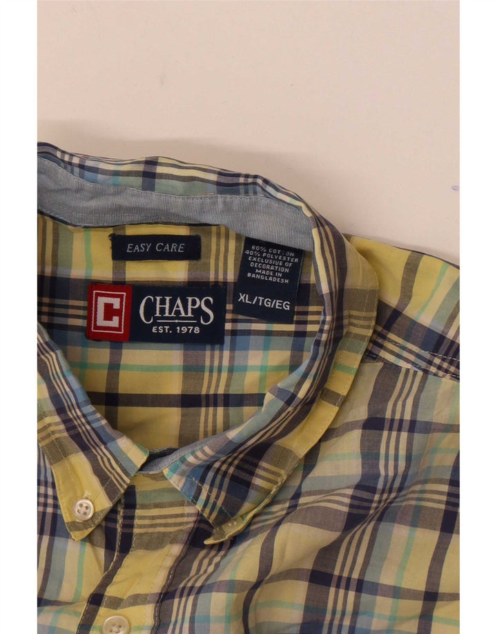 Camicia a maniche corte da uomo Chaps XL in cotone a quadri gialli