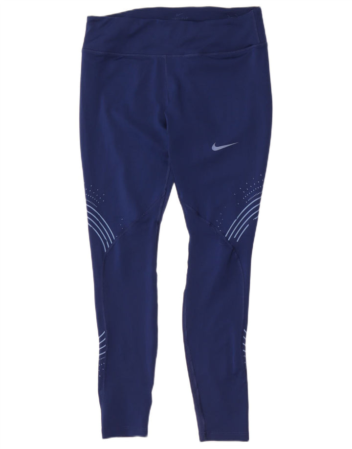 Leggings Nike Dri Fit da donna UK 14 Large in poliestere geometrico blu navy