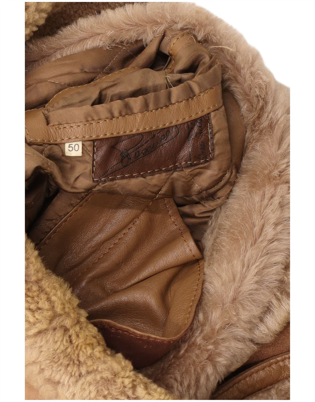Giubbotto shearling vintage da uomo IT 50 grande beige