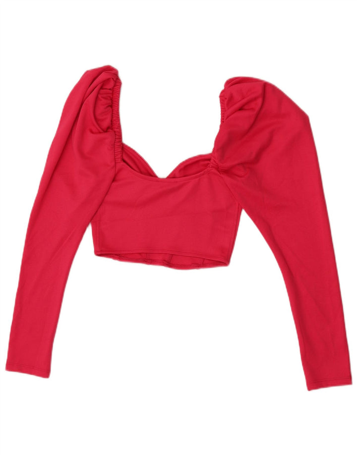 Top corto a maniche lunghe da donna Zara UK 8 Small rosa