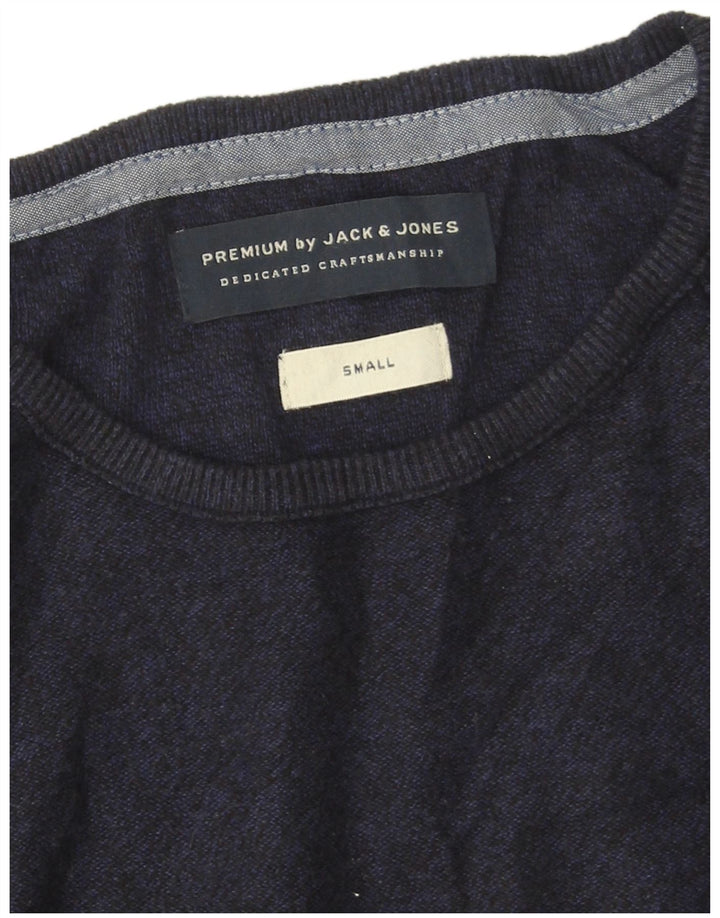 Jack & Jones Top da uomo a maniche lunghe piccolo in cotone blu navy