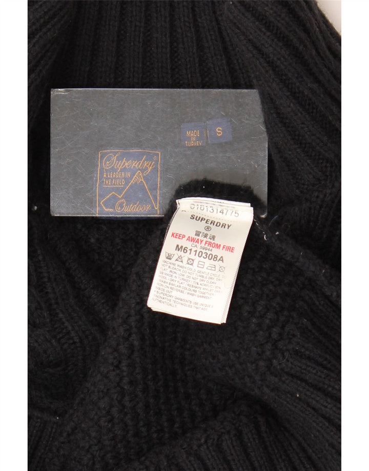 Maglione da uomo con collo con zip Superdry, piccolo in acrilico nero