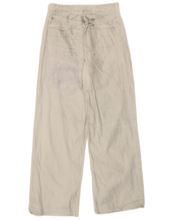 Jeans Zara da donna a vita alta a gamba larga EU 40 medio W30 L31 bianco tie dye