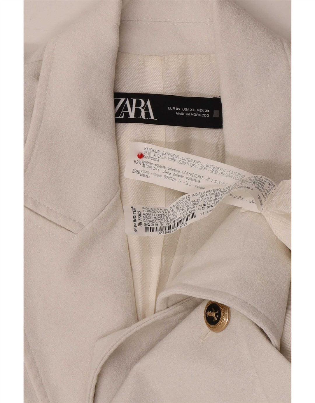 Giacca blazer doppiopetto da donna Zara UK 6 XS poliestere bianco