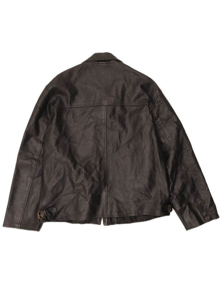 Giacca in pelle vintage da uomo UK 40 grande in pelle nera
