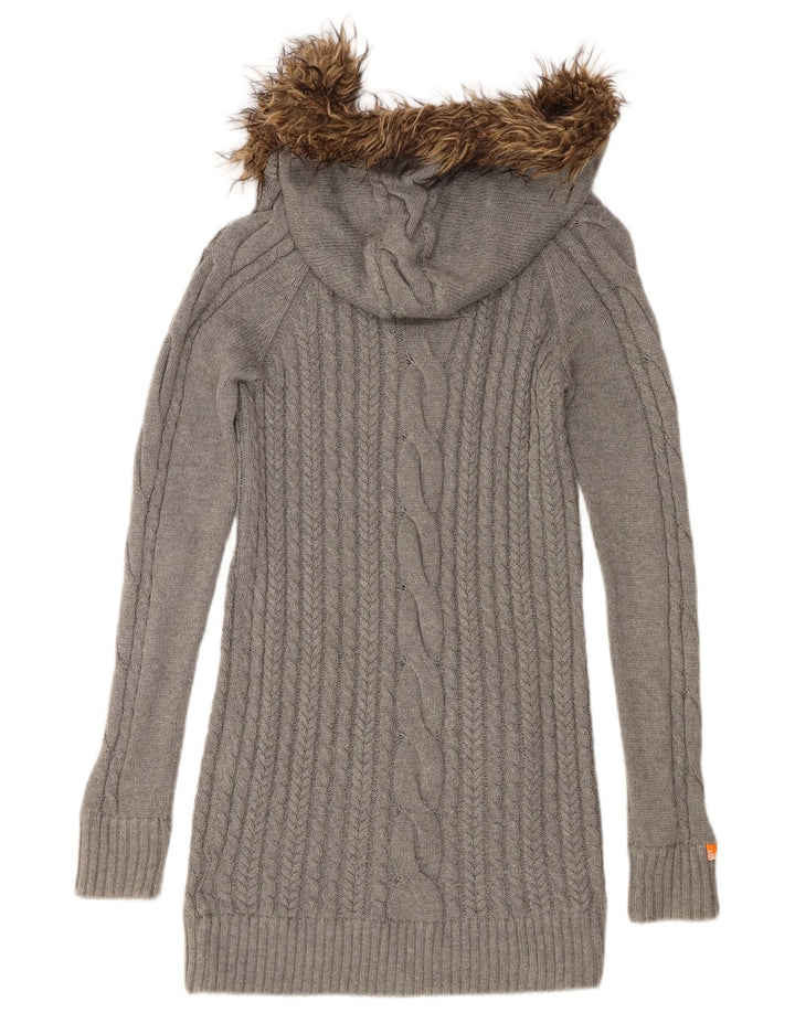 Maglione con cappuccio da donna Superdry UK 14 Cotone grigio medio