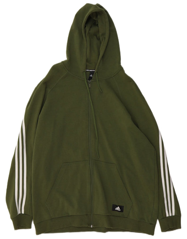Maglione con cappuccio e zip da uomo Adidas 2XL cotone kaki