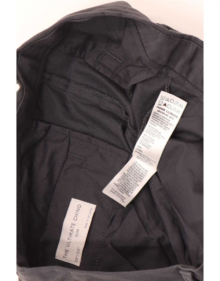 Pantaloni chino slim da uomo Marks & Spencer W30 L33 cotone grigio