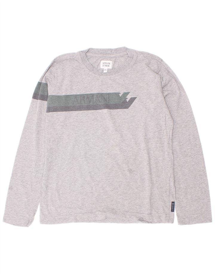 Armani Jeans Maglietta grafica da bambino a maniche lunghe 9-10 anni Colorblock grigio