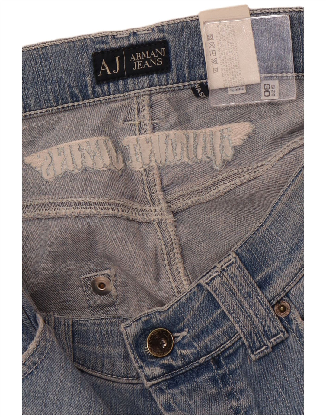 Jeans slim da donna ARMANI W30 L33 cotone blu