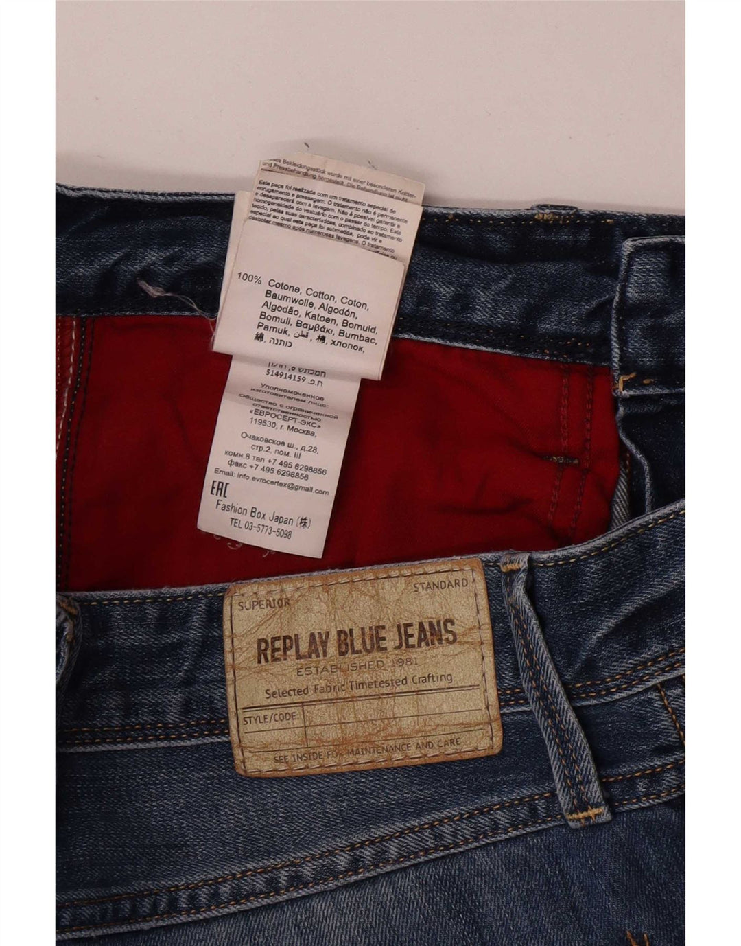 Replay Jeans slim da uomo W32 L32 in cotone blu