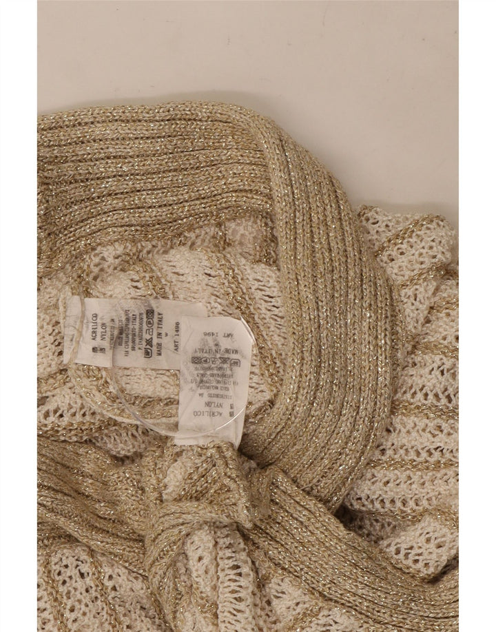 Set gonna vintage da donna in 2 pezzi UK 8 piccolo W26 acrilico a strisce beige