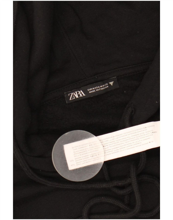 Maglia corta con cappuccio da donna Zara UK 14 poliestere nero medio