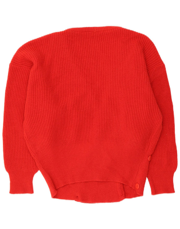 Maglione cardigan vintage da donna UK 18 XL Rosso