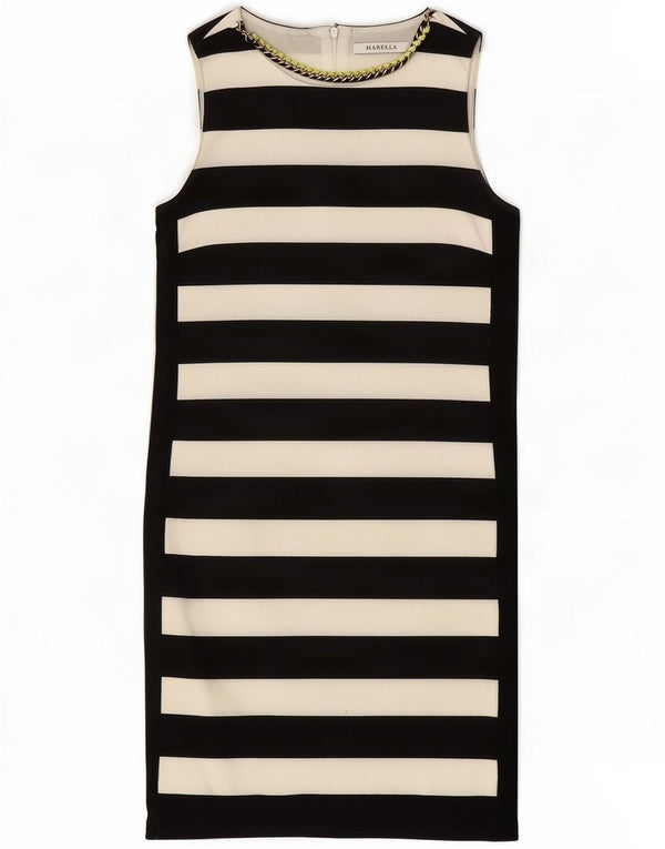 Marella Abito a trapezio senza maniche da donna UK 8 piccolo in viscosa a righe nere