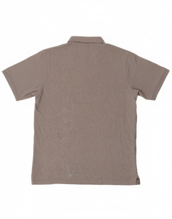 Polo Reebok da uomo in cotone a righe grigio medio