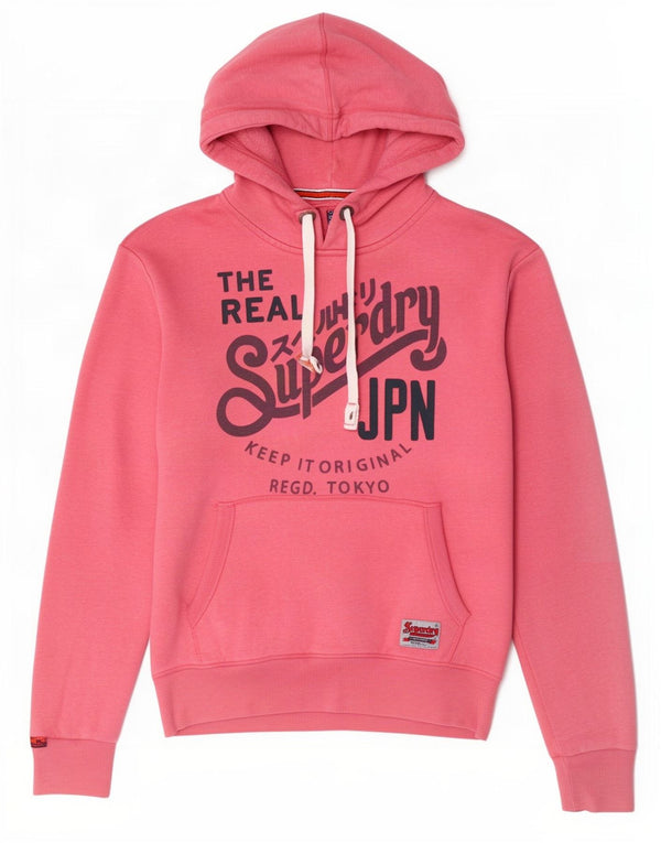 Felpa con cappuccio grafica da donna Superdry UK 20 2XL cotone rosa