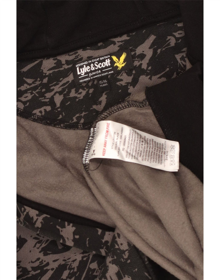 Felpa con cappuccio e zip da ragazzo con motivo astratto Lyle & Scott 15-16 anni nera
