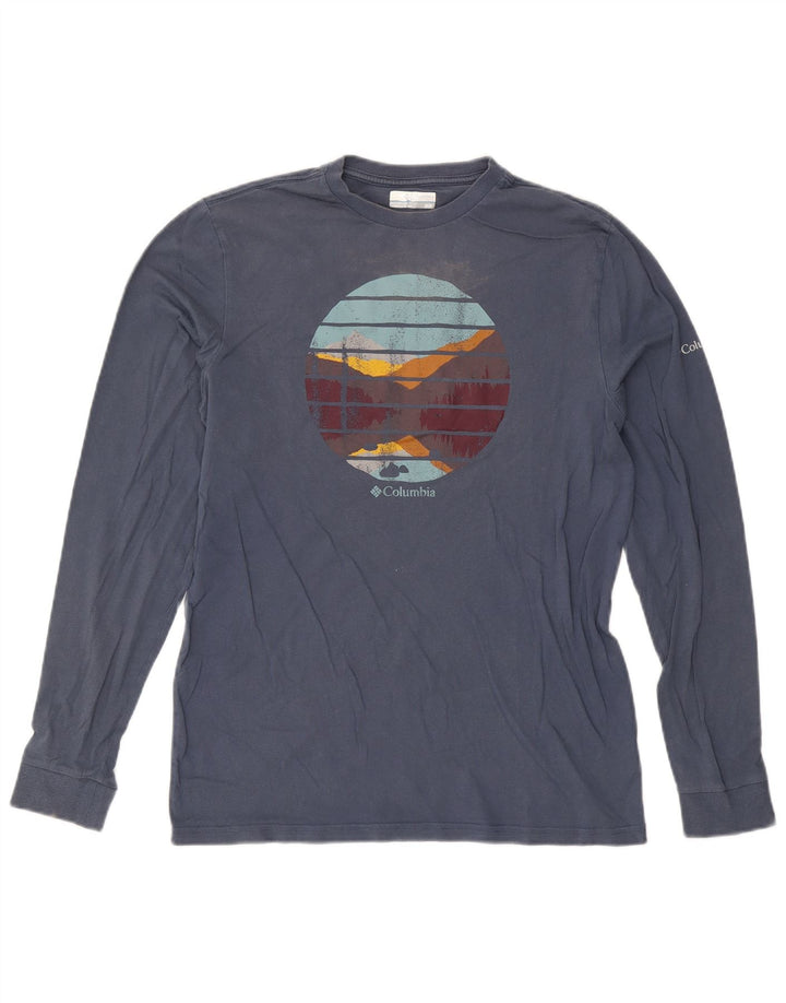 Maglietta grafica da uomo Columbia a maniche lunghe in cotone blu medio