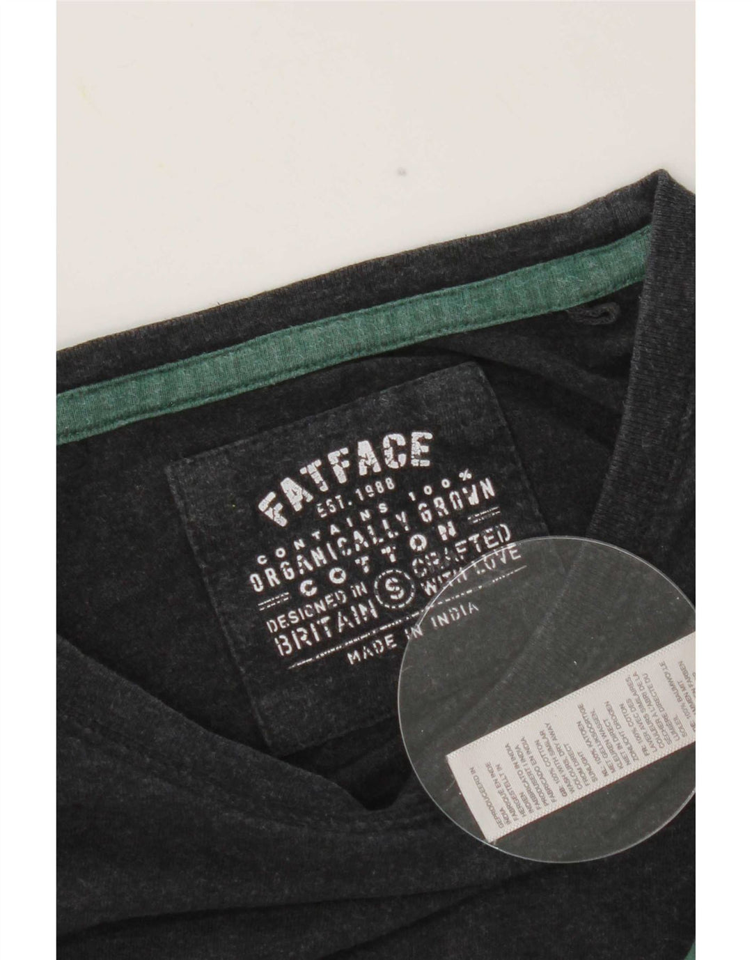 Fat Face Top da uomo a maniche lunghe in cotone color block grigio piccolo