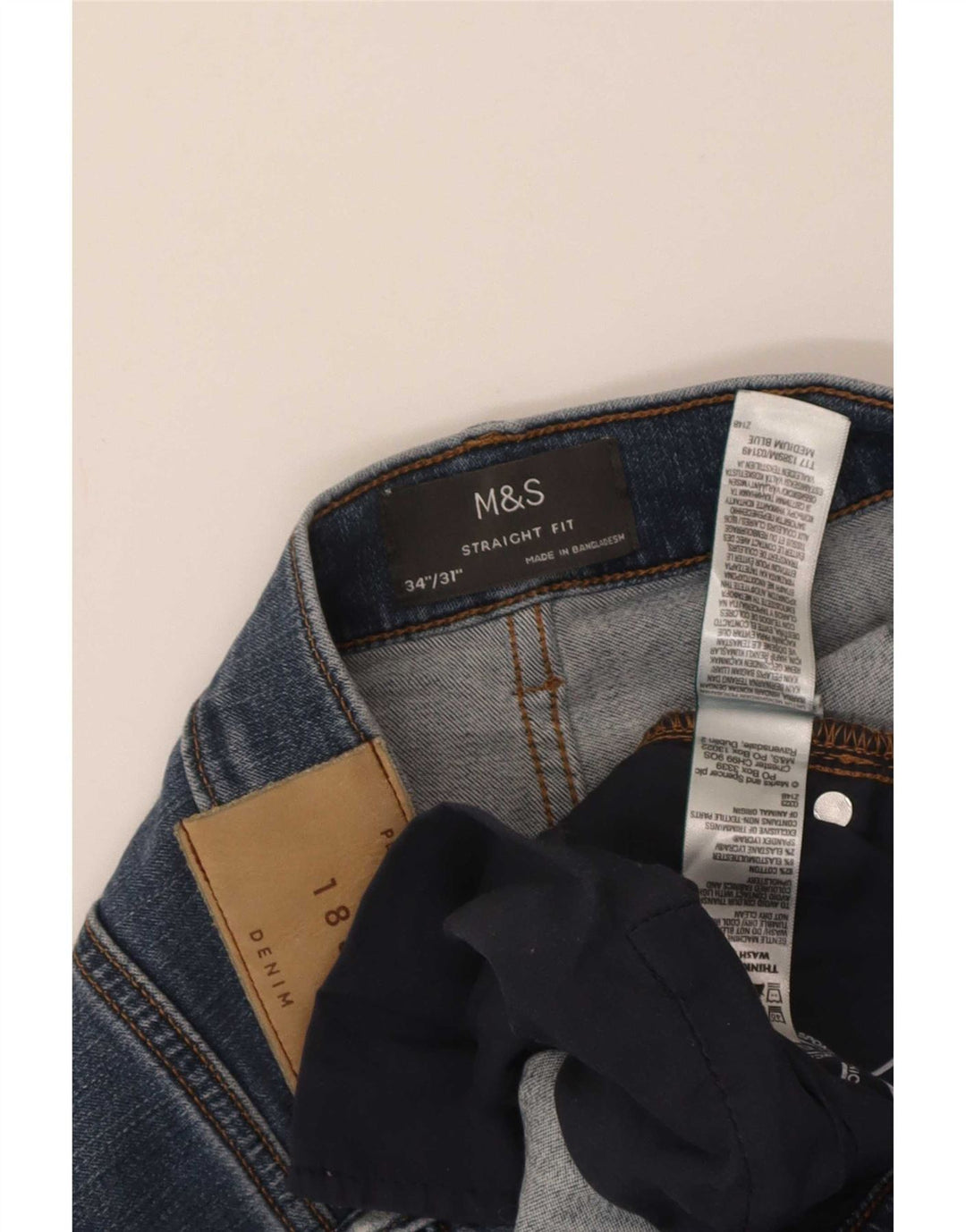Jeans dritti da uomo Marks & Spencer W34 L31 cotone blu