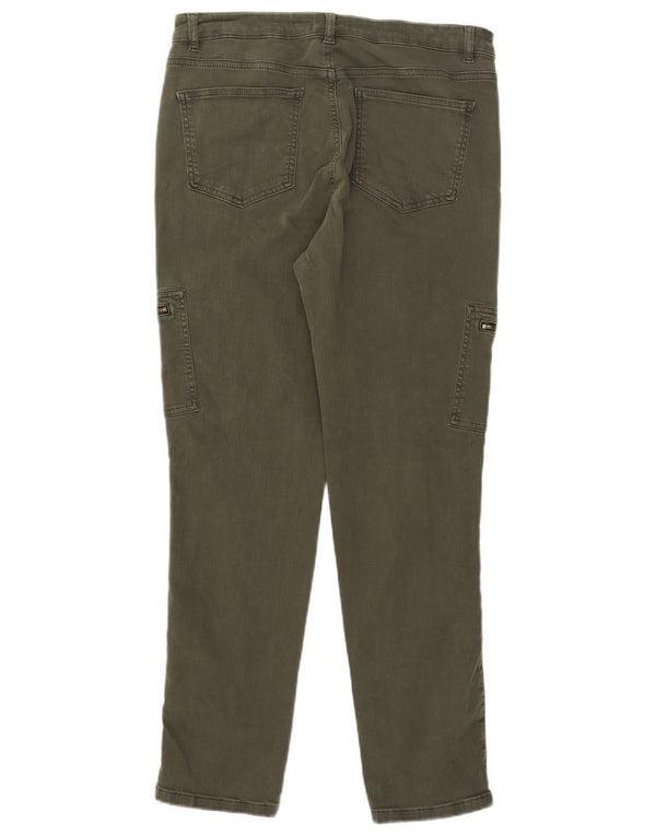 Jeans cargo slim da donna in velluto menta UK 14 grande W32 L28 cotone kaki