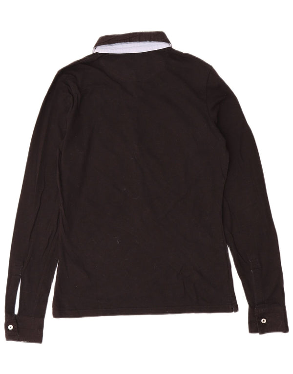 Polo da donna a maniche lunghe Geox Respira UK 10 piccola in cotone nero