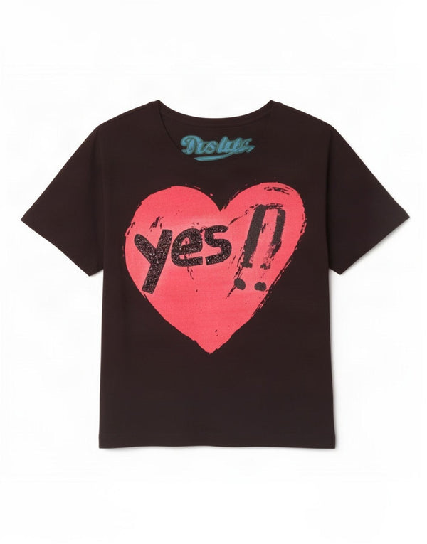 Desigual Womens Graphic T-Shirt Top UK 14 Medium Black