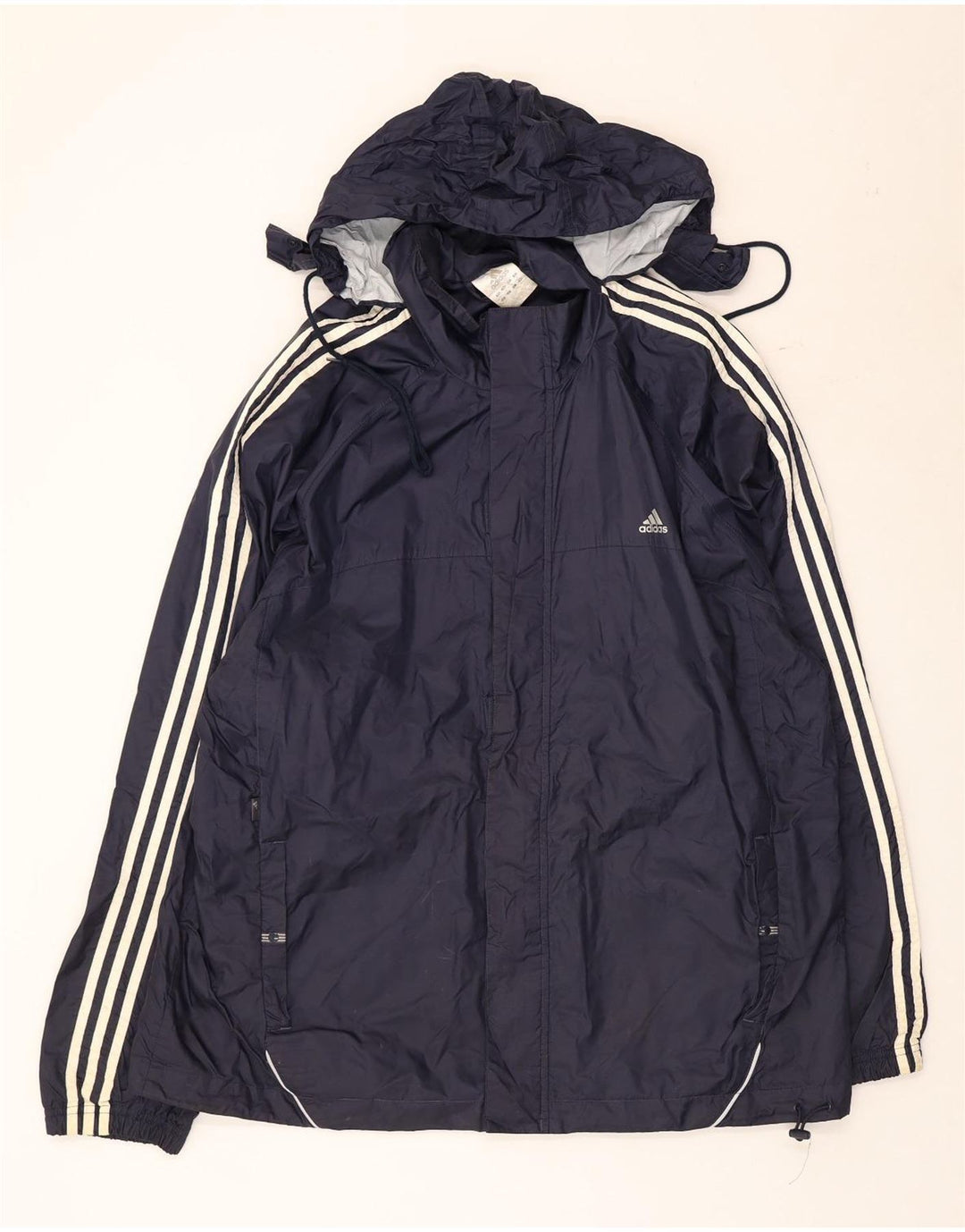 Giacca a vento con cappuccio da uomo Adidas UK 42 XL poliestere blu navy