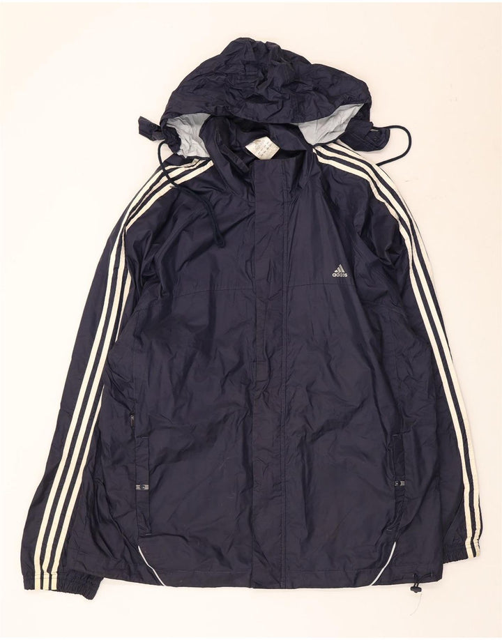 Giacca a vento con cappuccio da uomo Adidas UK 42 XL poliestere blu navy