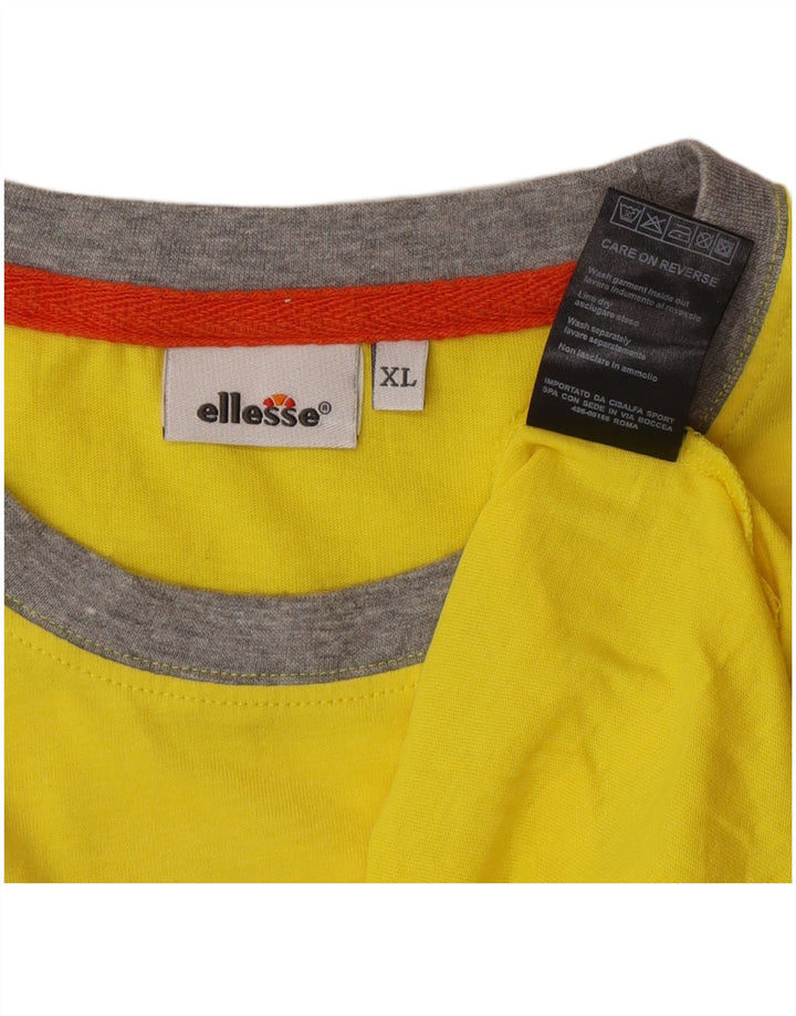 ELLESSE Mens Graphic T-Shirt Top XL Yellow Cotton