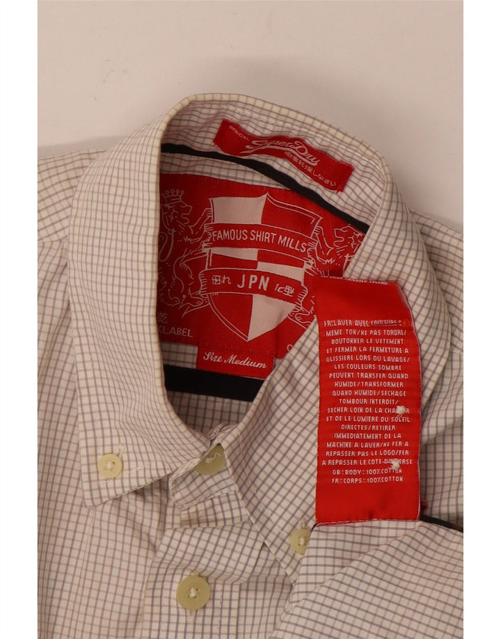 Camicia a maniche corte da uomo Superdry in cotone a quadri bianco sporco medio