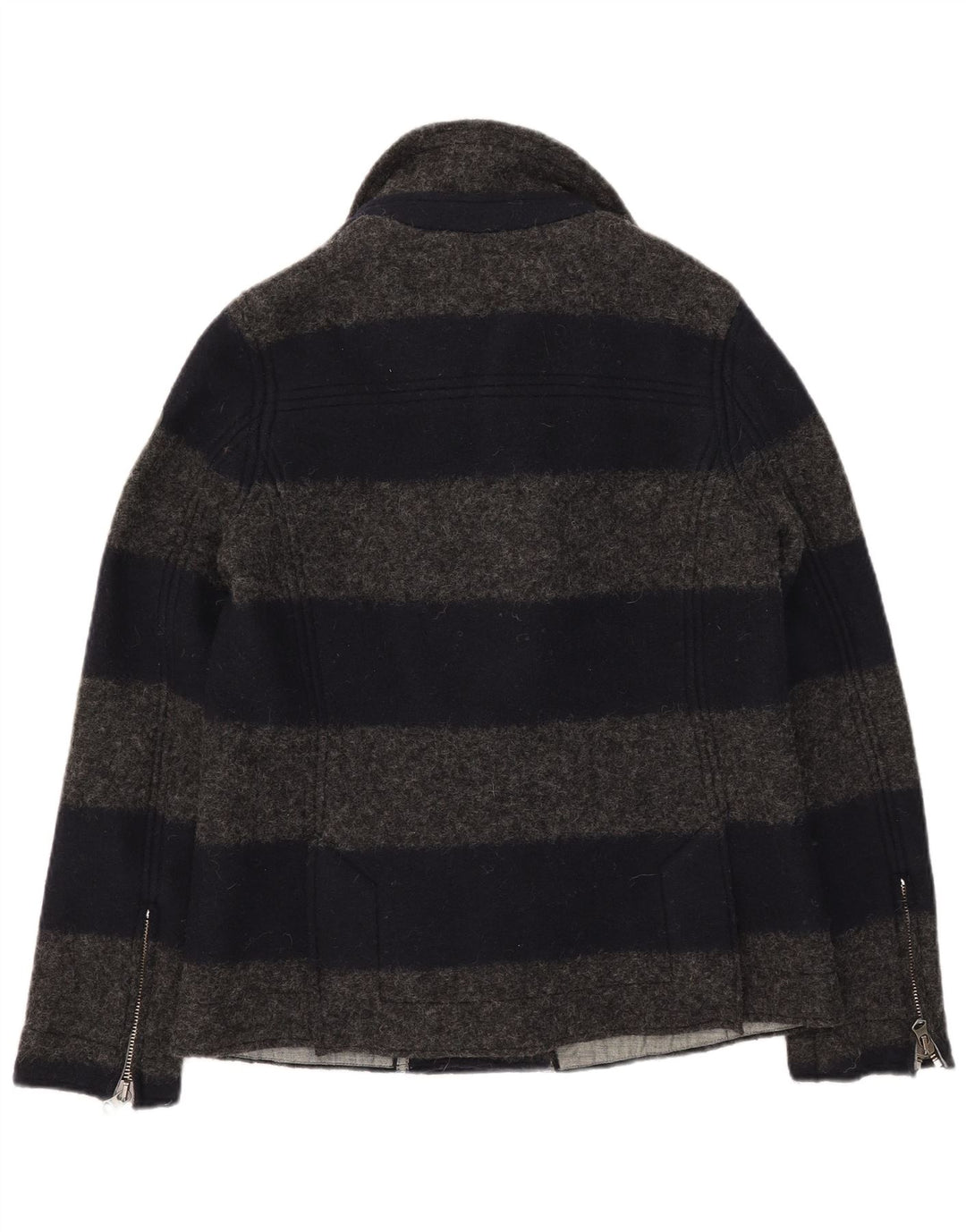 Cappotto da marinaio da donna Replay UK 18 XL in lana a righe grigie