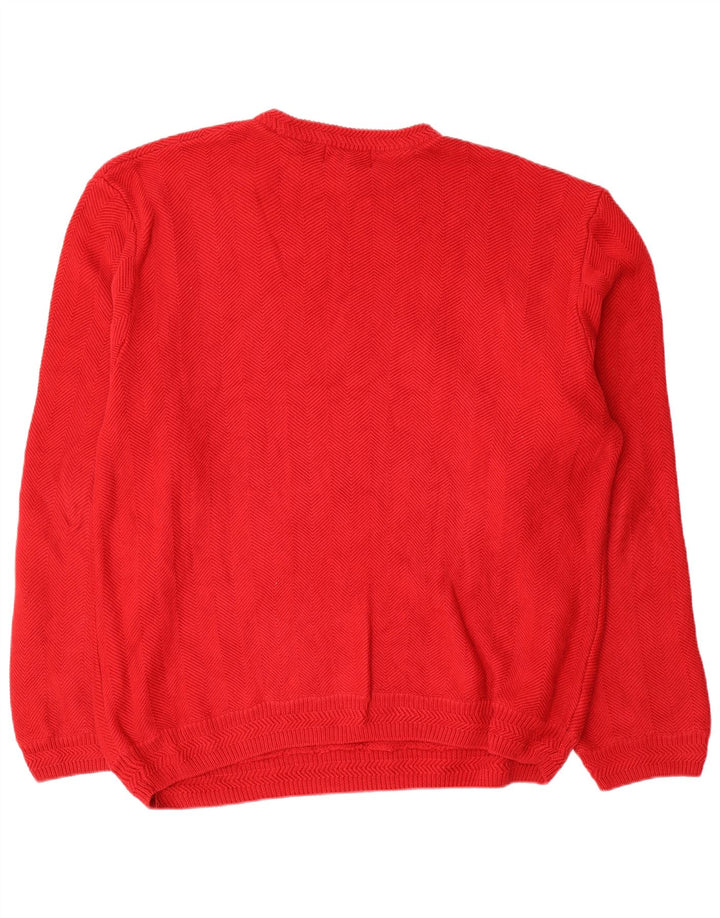 Maglione maglione girocollo da uomo Chaps 2XL cotone rosso a spina di pesce