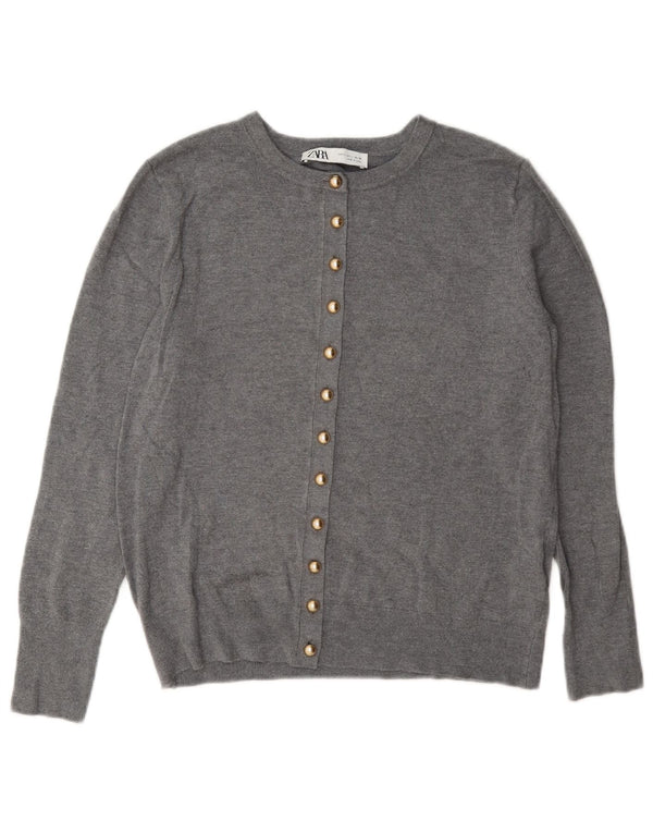 Maglione cardigan da donna Zara UK 14 grande classico in viscosa grigia