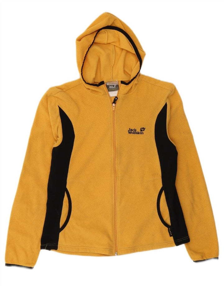 JACK WOLFSKIN Womens Fleece Jacket UK 14/16 Large Yellow Colourblock