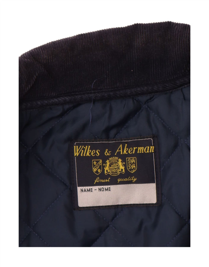 WILKES&AKERMAN Giacca trapuntata da uomo UK 40 Large Blu Navy in poliammide